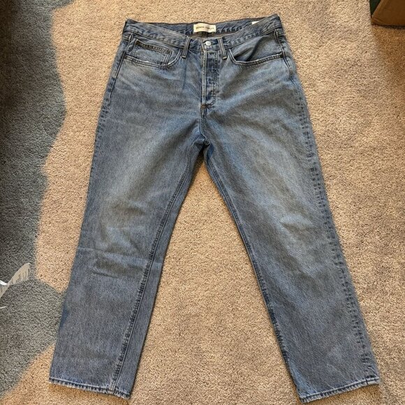 Denim Forum Denim - Denim Forum The Joni Mid Rise Loose Straight Leg Jeans Button Fly Medium Wash 31